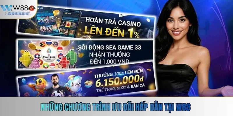 Những chương trình ưu đãi hấp dẫn tại W88