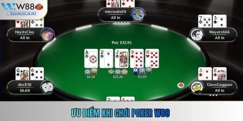 Ưu điểm khi chơi poker W88